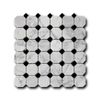 Плитка Мозаика Art & Natura Octagon Pattern Bianco Carrara + Nero Marquina, 30.5x30.5, геометрия, белая, полированная - 1